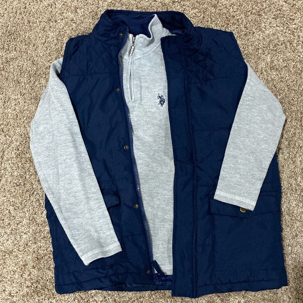 2 item bundle with boys large Ralph Lauren Polo sweater & sleeveless blue jacket
